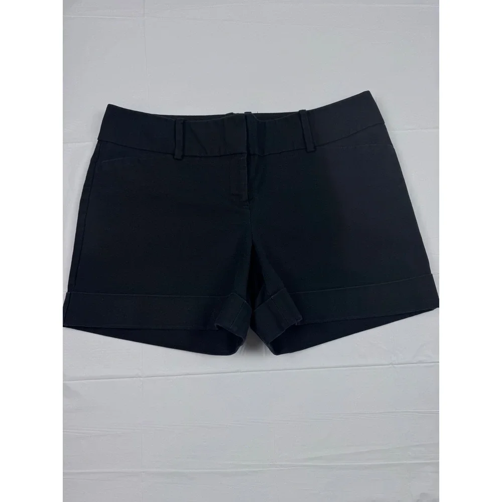 The Limited Drew Fit Black Cuffed Shorts Womens 10 Cotton Stretch Minimalist